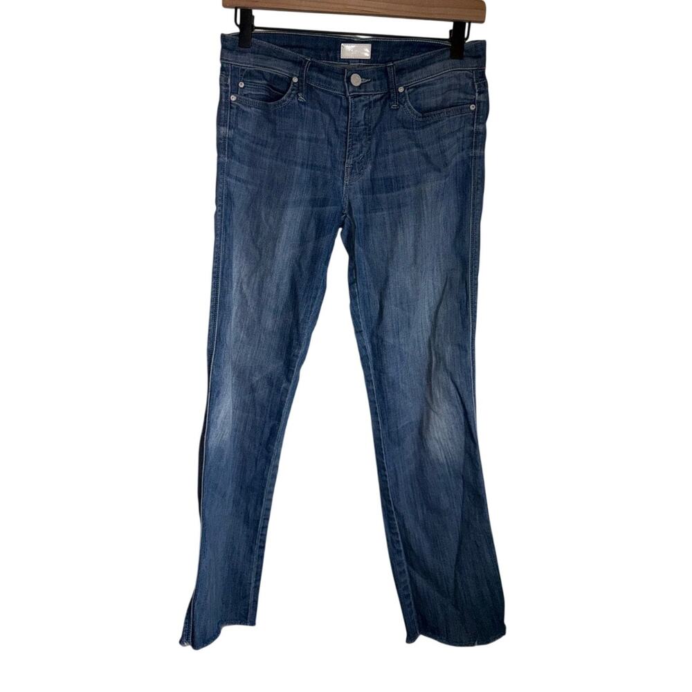 MOTHER Denim Frayed Rascal lightweight cotton straight leg jeans 27